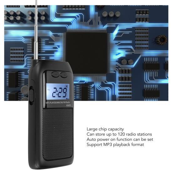 Digital Radio Multifunction FM MW SW Full Band Supports MP3 Playback Format Pocket Radio for Jogging and Gym 