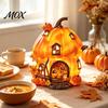 Halloweenová dekorace Lampa Rozsvěcující se Pryskyřice Dýňový Dům Figurka, Chaloupka Noční Světlo, Útulná Podzimní Sklizeň Dekorace na Stůl pro Domácí Večírek Výlohu