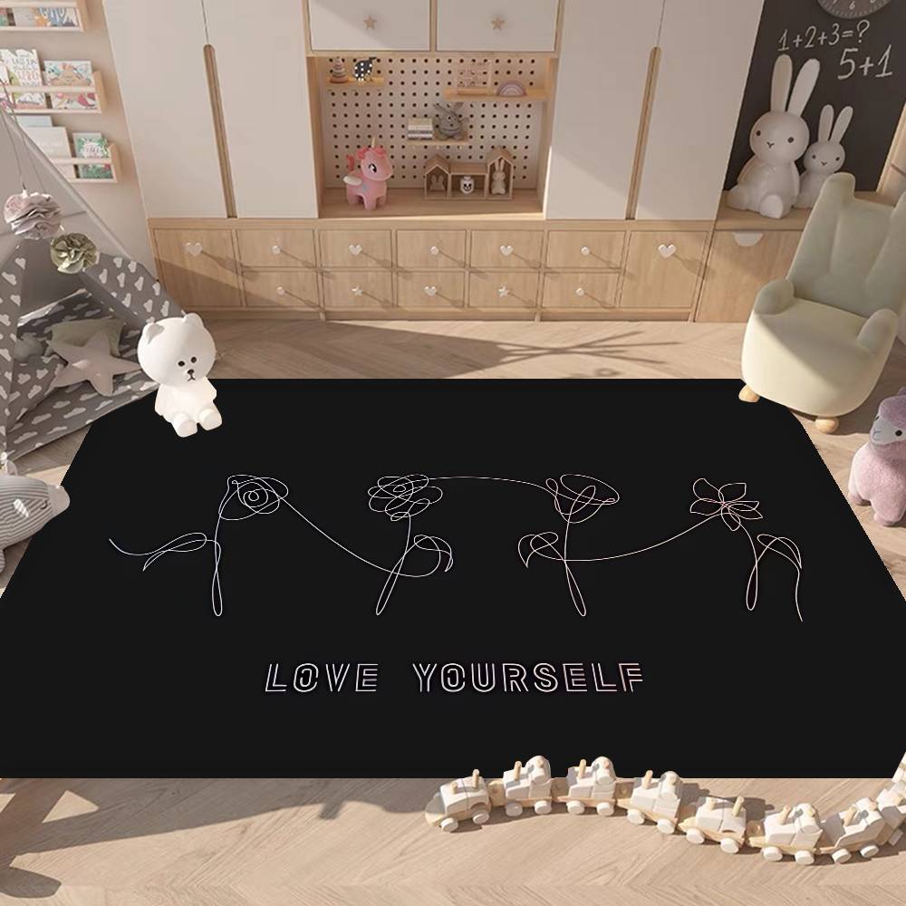 Love Yourself Flower Kpop Floor Mat INS Style Soft Bedroom Floor House Laundry Room Mat Anti-skid Household Carpets