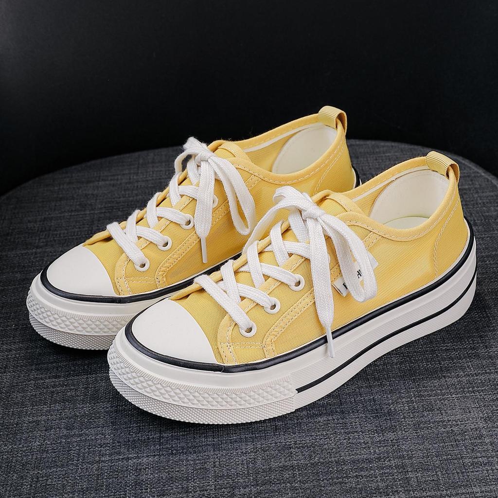 2026 Koreanischer Stil Damen Low-Top Canvas Schuhe - Einfarbige, Leichte, Flache Sohle, Trendige Laufschuhe für die Freizeit