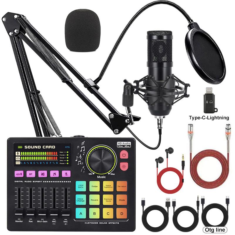 BM800 USB Microphone and Sound Card Set for Mobile, PC & Podcast with Headphones