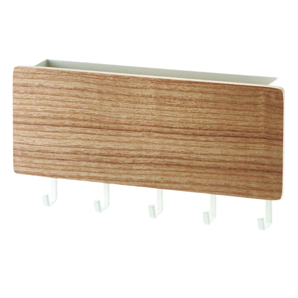 

ideamall Key Hook, Key Hanger, Entryway Wall-Mounted Key Hook, Key Holder, Storage, Double-Sided Tape Included (Natural Wood)