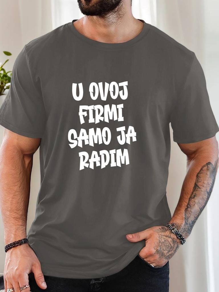 Fashion Unisexs Navy Basic Tee Playful Balkan Funny Work Text Art Print Light Round Neck Humor Street Vacation Daily Male Shirts