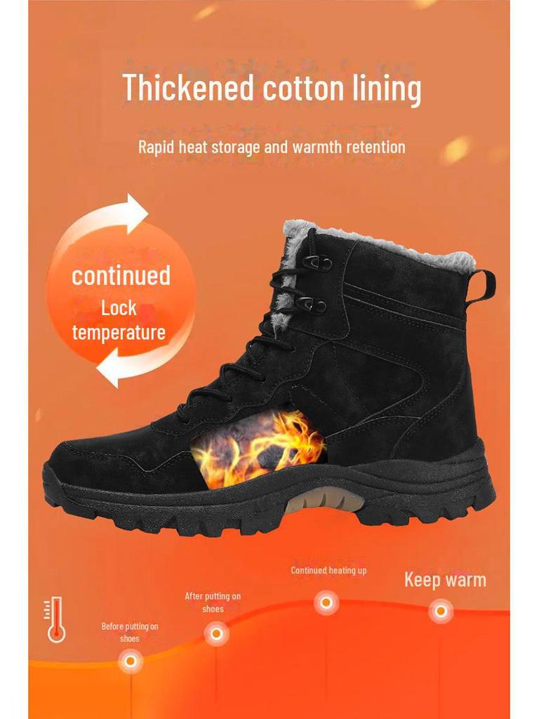 Botas de Neve Impermeáveis Extra-Grandes Masculinas do Nordeste, Veludo Grosso, Antiderrapantes, Cano Alto, Tamanho 46/47, Montanhismo ao Ar Livre.