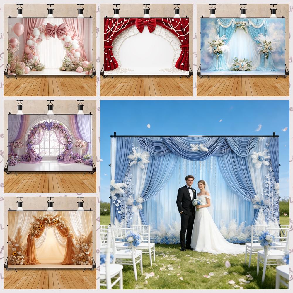 Bloemenboog bruiloftsscène achtergrond geschikt voor bruiloftsfotostudio opnamens achtergrond verjaardagspartij babyborrel decoratie