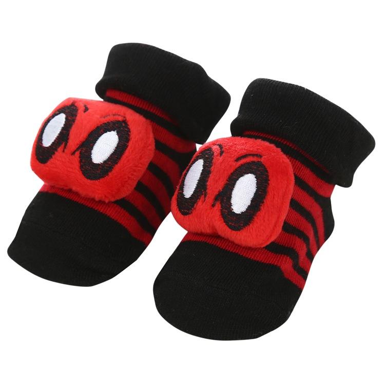 READY STOCK 0-12months Newborn New Cartoon Anti-skid Three-dimensional Doll Baby Socks Striped Dot Cute Children's Socks