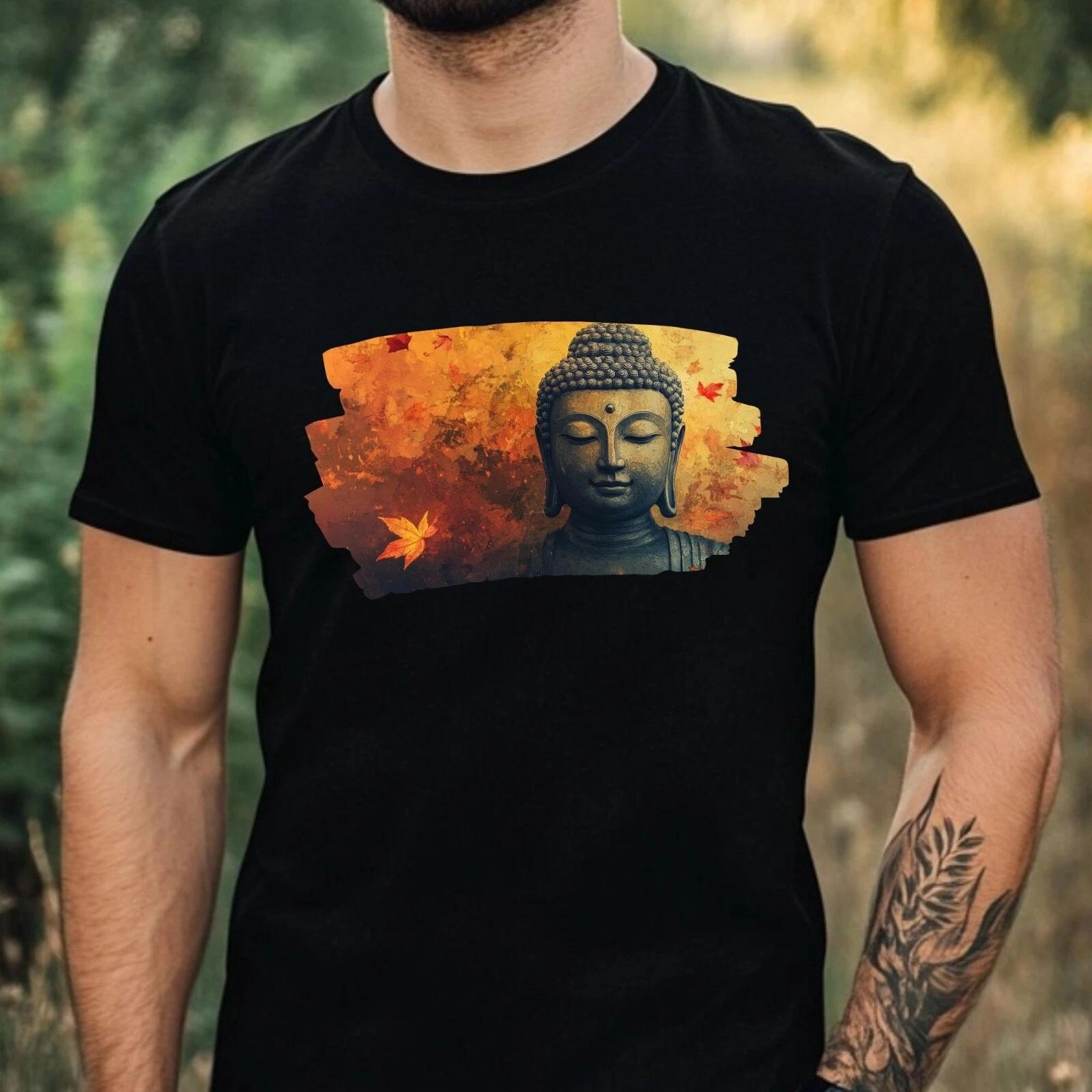 T-Shirt Herren Buddha Portrait Motiv Baumwolle Größe XS bis 5XL XS