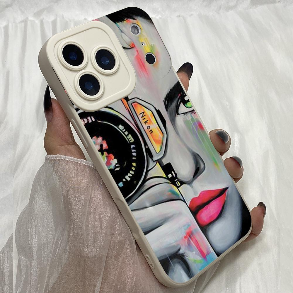 M436 Camera girl Angel Eyes Soft Phone Cases for iPhone Samsung Galaxy Xiaomi Rdemi Huawei Honor Infinix Realme OPPO Vivo All Model TPU Case