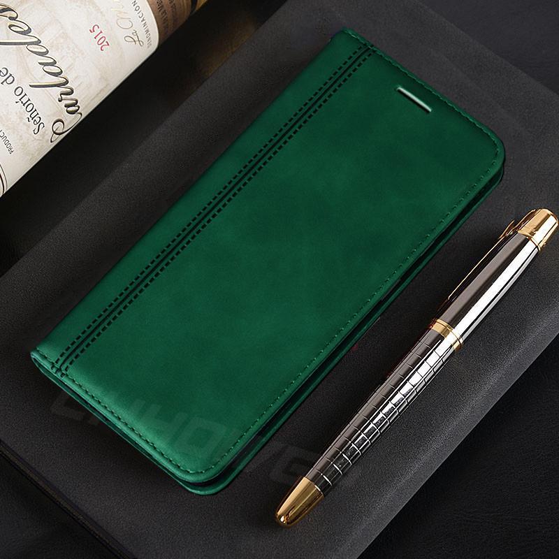 

Чехол Магнитный кожаный кошелек-чехлы для телефонов Redmi Note 10 10S 8T 9 8 7 Pro Max 8A 7A 6 6A 9A 9AT 9C NFC Mi A3 Lite POCO M3 F3 X3 PRO Матовый откидной чехол RedMi Note 8 зелёный