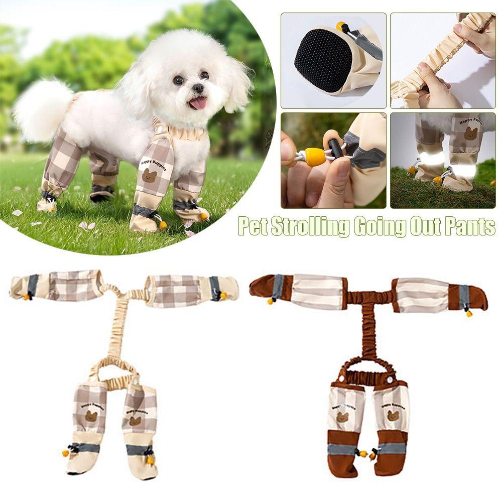 Adjustable Dog Four-Legged Pants Reflective Stripe Dog Jumpsuit Shoes Rainy Snowy