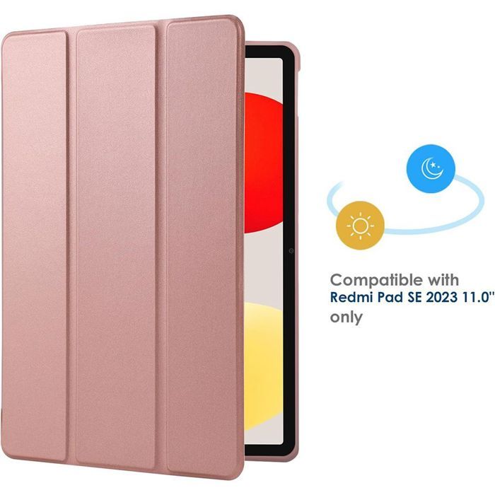 Case + Tempered Glass -E.F.CONNECTION - for Xiaomi Redmi Pad SE 11 - Pink - Shockproof - Foldable Stand