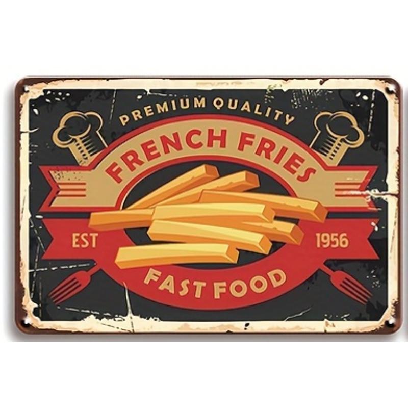 2D Flat Decorative Iron Metal Sign Featuring Vintage Pattern and Protective Coating for Various Settings