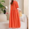 Women's Plus Size Cotton Linen Dress, Loose V-Neck Casual Summer Midi Dress with Pockets (XL-5XL)