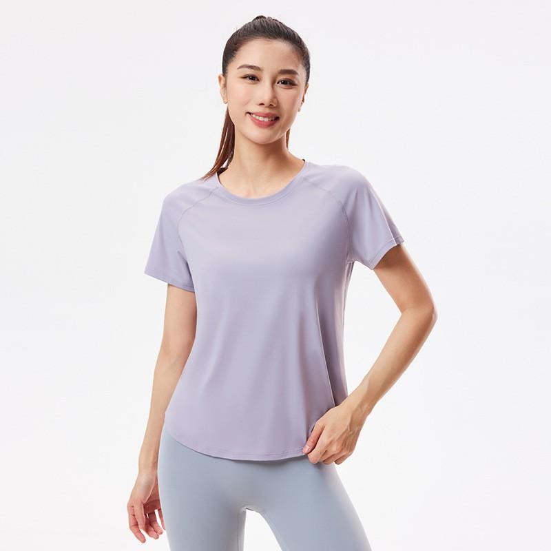 Womens Quick-Dry Short Sleeve Yoga Top Running Gym Workout Sportswear