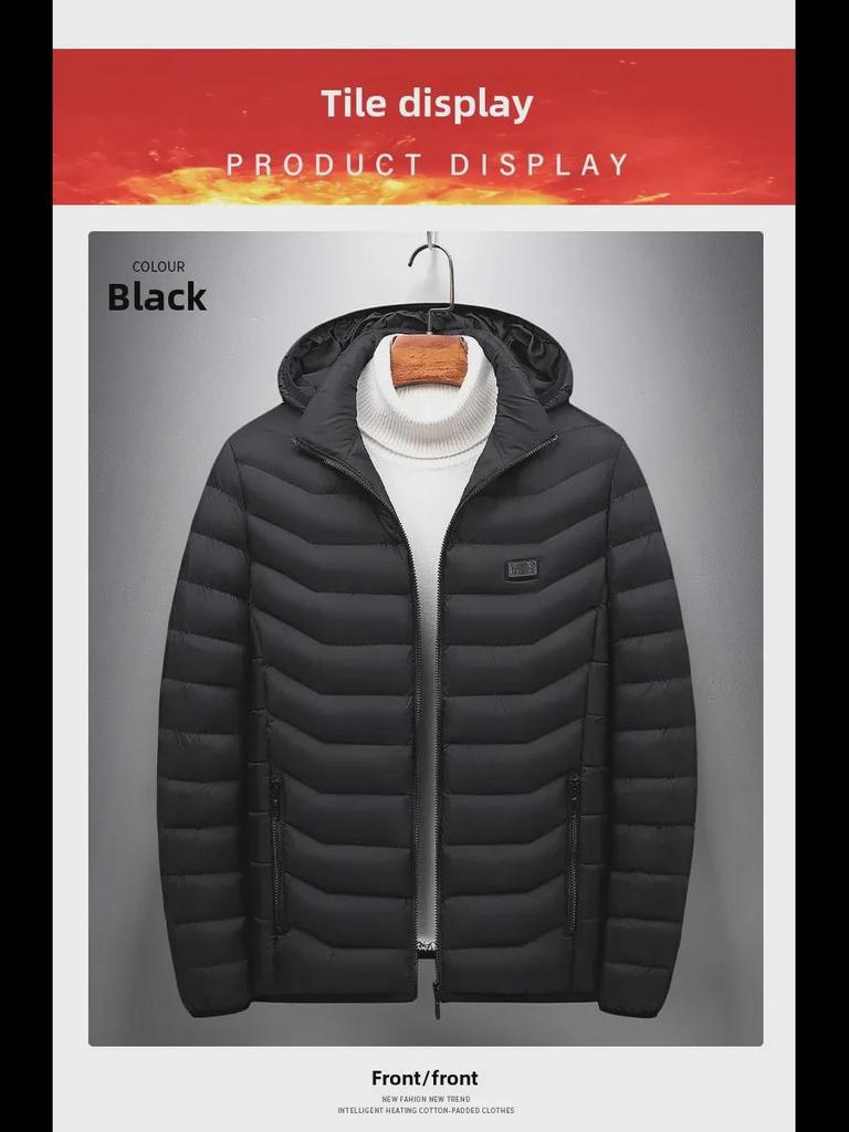 USB-Powered Heated Winter Jacket with Detachable Hood - Smart Temperature Control