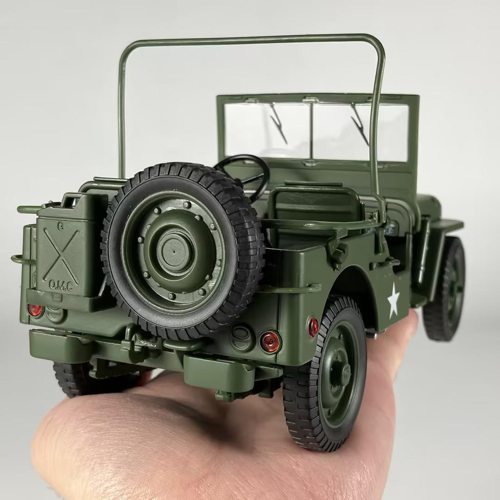 1:18 Willys GP Tactical Military Jeep SUV Alloy Metal Diecast Model Car Home Decoration & Computer Desktop Ornaments Holiday Toy