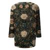 Trendy Vintage 3/4 Sleeve Top For Women ,Ladies Casual Three Quarter Sleeve Round Collar Printed T-Shirt Blouse