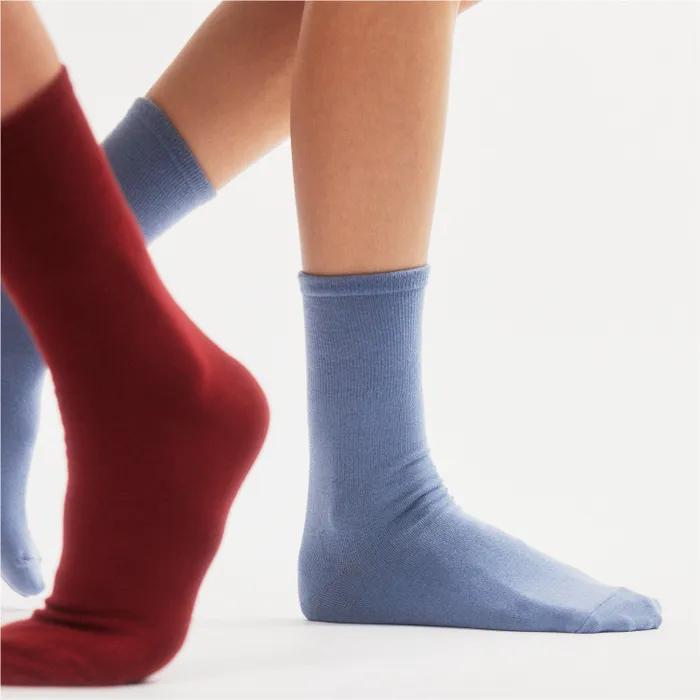 Old Denim Solid Color Long Socks