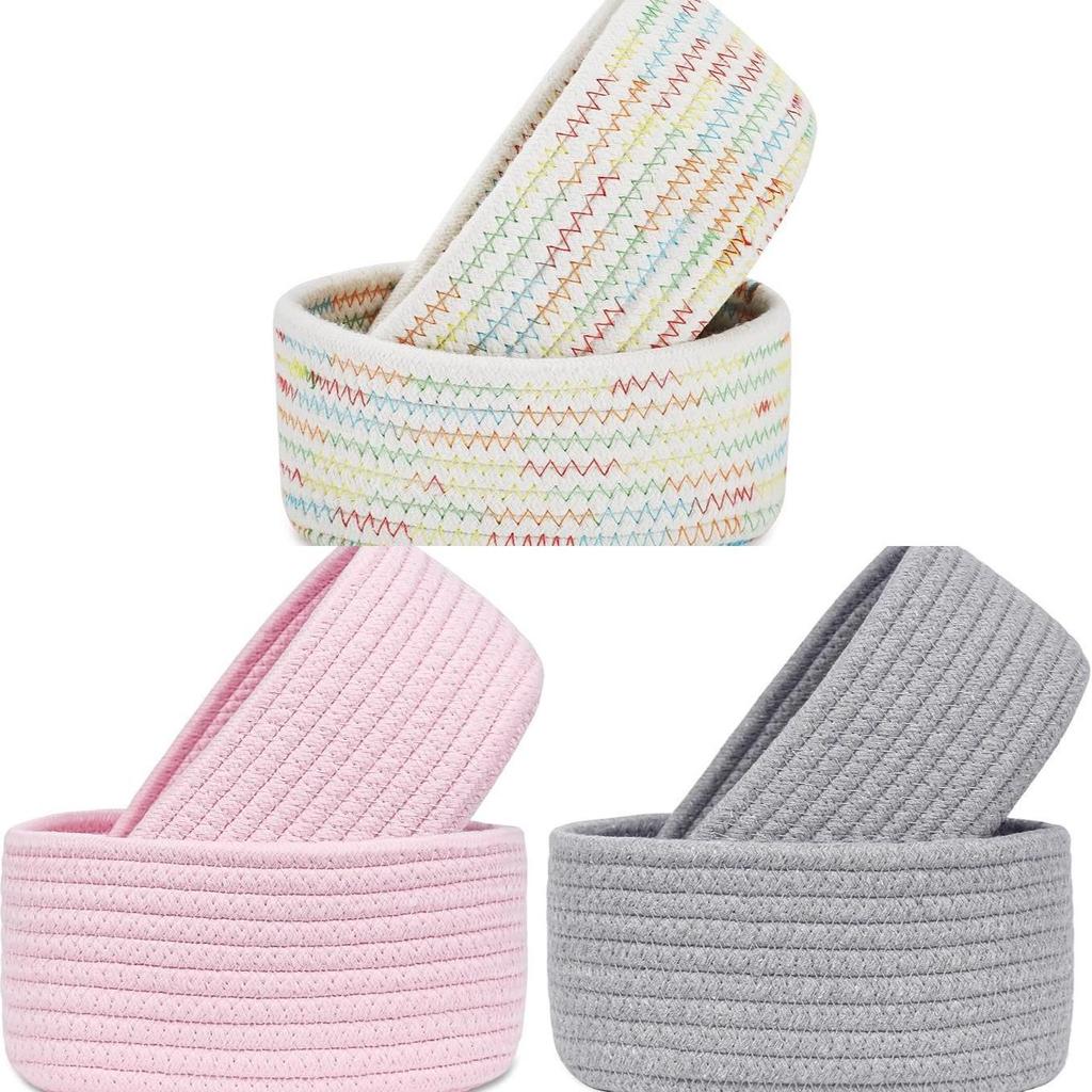 Cesto Portaoggetti Minimalista Moderno Con Design Intrecciato in Corda di Cotone Per Organizzazione Domestica e Uso Ufficio