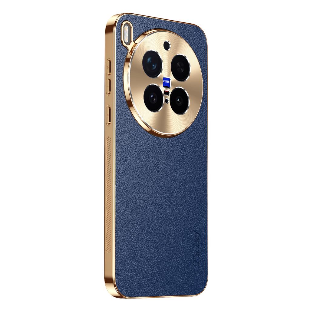 PU Leather Plating Shockproof Cover For Vivo X300 Pro Texture Lichee Pattern Lens Protection Case For Vivo X300 X300Pro Bumper