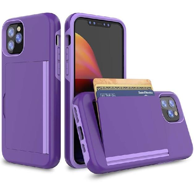 for iPhone 11 Pro Case with Card Holder,Credit Card Slot Protective Wallet Case - Black