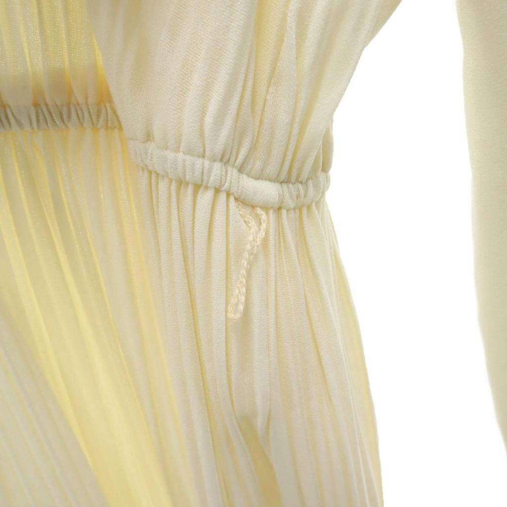 Sears 70s Vintage Long Sleeve Pleated Knee-length Dress 14 Ivory System Women Used