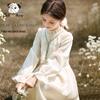 Chanzuigou Girls' New Chinese Style Embroidered Faux Two-Piece Princess Dress