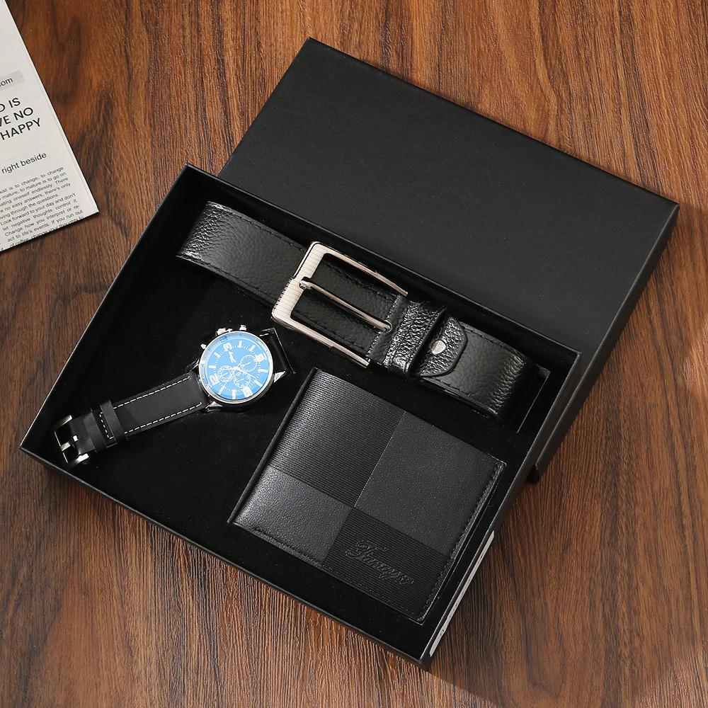 Men s Quartz Watch, Wallet, and Belt Gift Set for Father s Day or Valentine s Day Gift Box