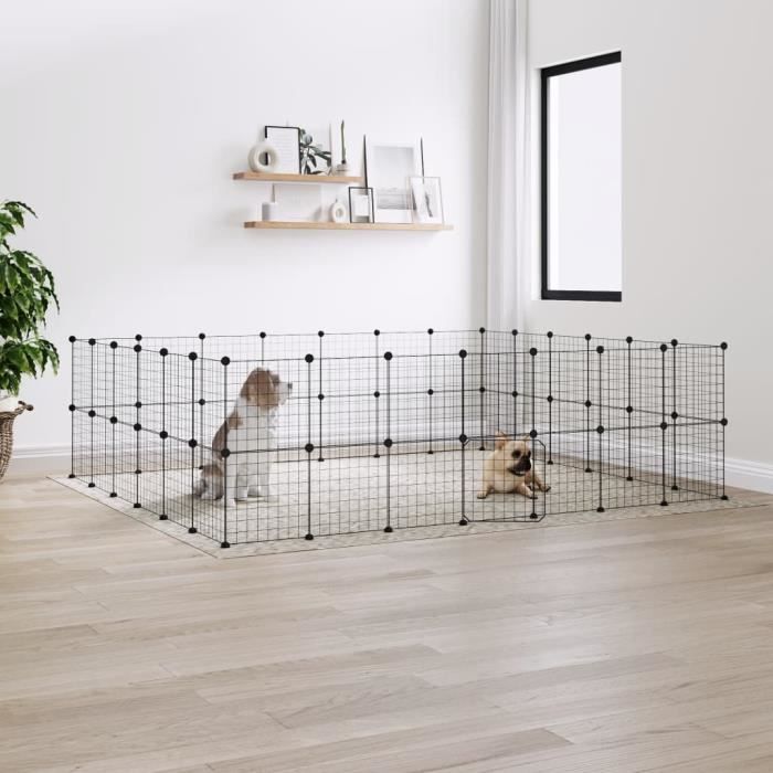 3114041 vidaXL Cage animaux de compagnie à 52 panneaux et porte Noir 35x35 cm