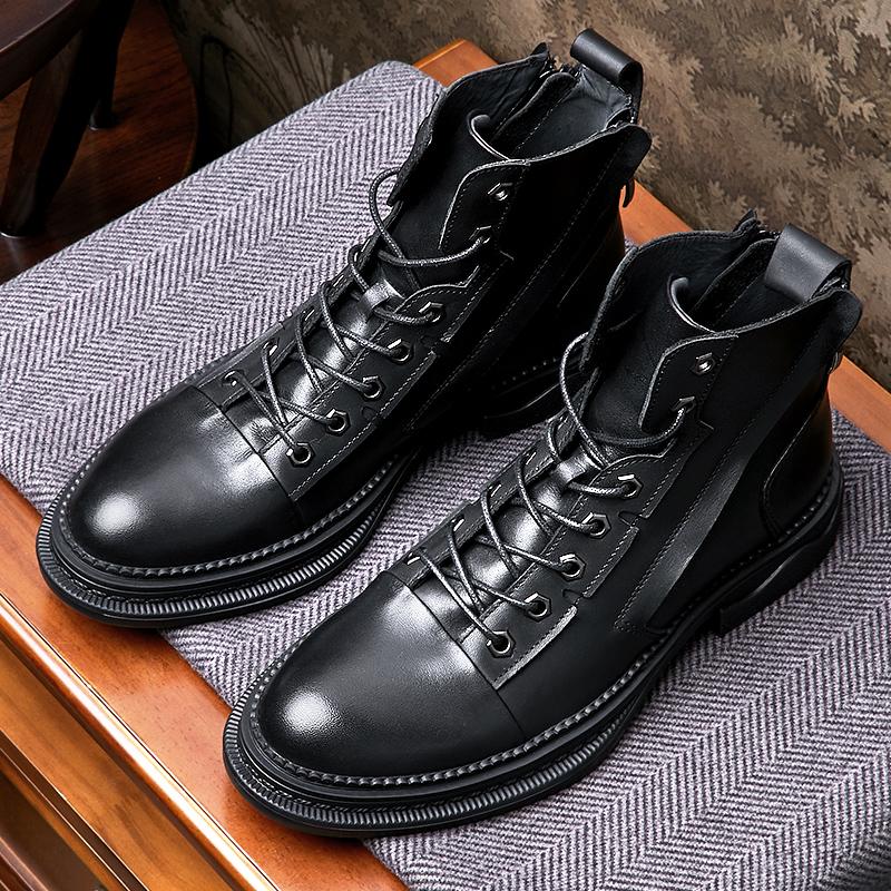 

Элегантные кожаные ботинки для зрелых мужчин, полностью черные высококачественные осенние повседневные туфли на шнуровке для мужчин