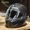 IRONKING Tough Guy Carbon Fiber 4-Season Racing Helmet, 3C Certified Anti-Fog Retro Full Face for Men.