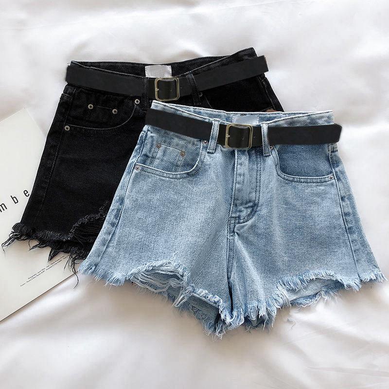 Women's High-Waisted Ripped Denim Shorts - Summer Casual A-Line, Frayed Hem, Tummy-Concealing, Slimming Wide-Leg Style