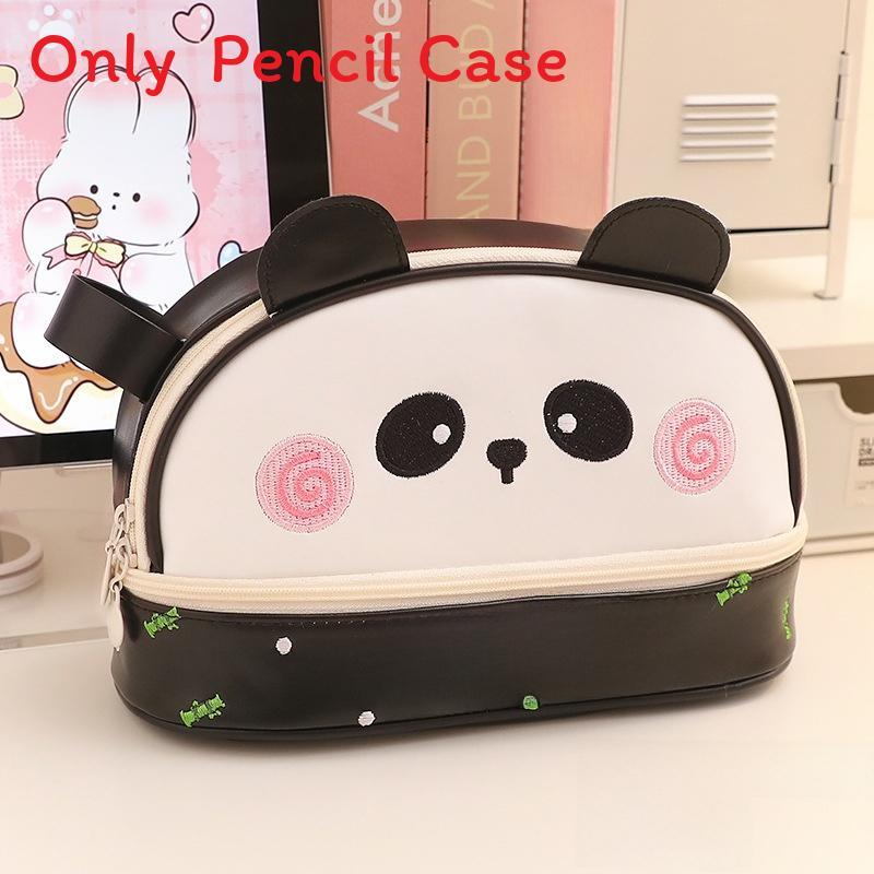 Panda Pu Pen Case With Large Capacity For Students And Office Supplies