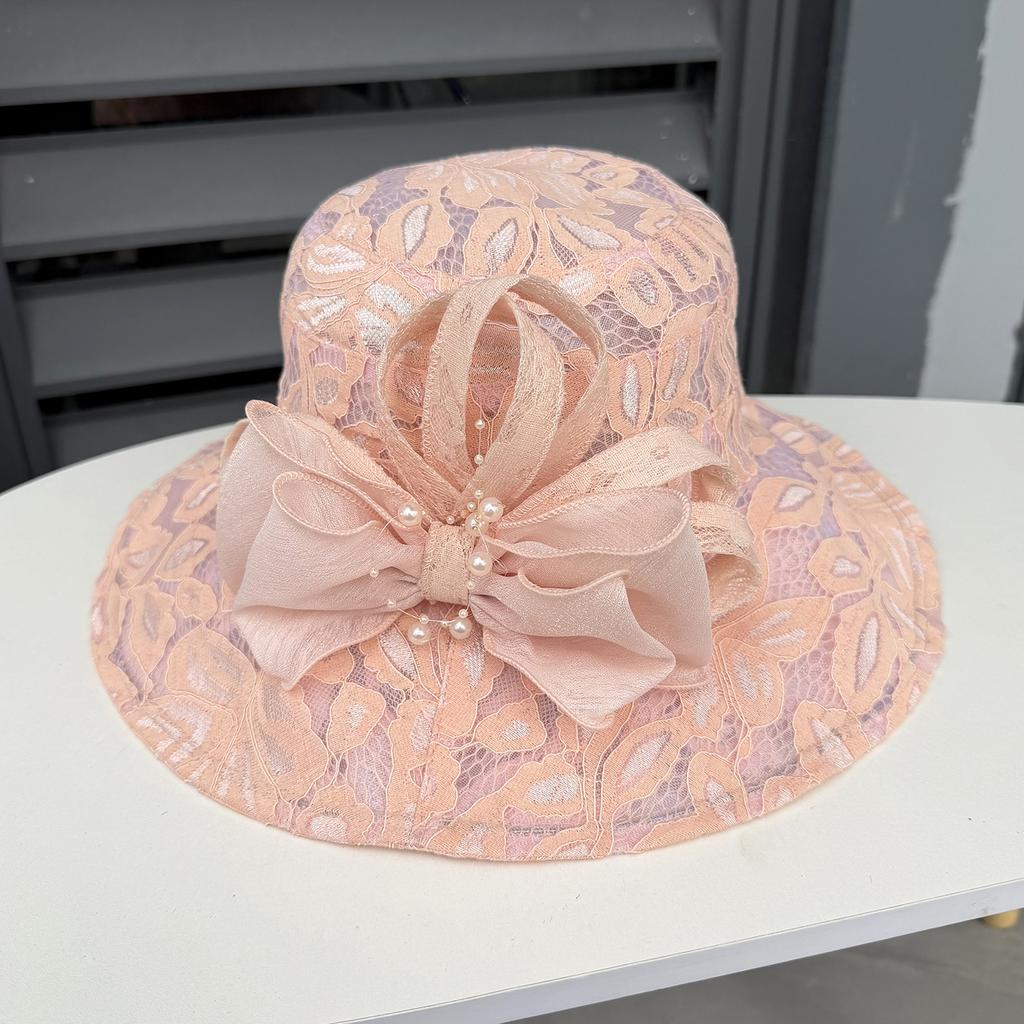 New bow lace eaves breathable sun hat women's spring and summer fashion versatile face cover sun hat
