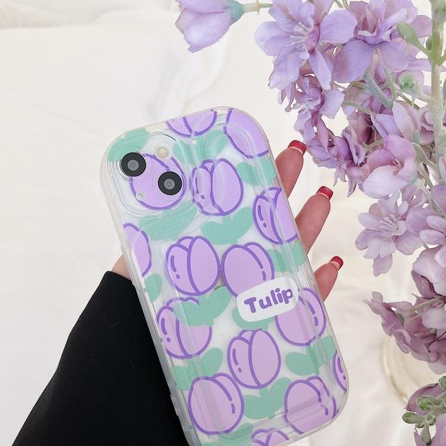 

Ins Тюльпаны Фиолетовый Цветок Противоударный Чехол Для Телефона Для Iphone 13 12 Pro Max 11 14 Pro Max Силиконовый Мягкий Задний Чехол Capa Shell For iphone 14promax