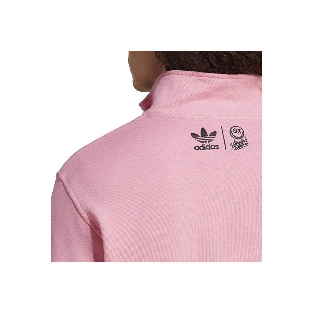 Adidas Originals Graffiti-Print Halb-Reißverschluss Stehkragen Sweatshirt Herren Sweatshirt Rosa IA6397