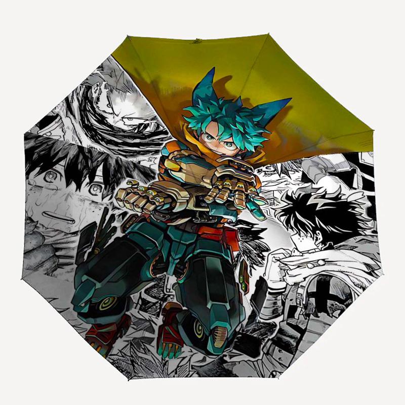 1pc My Hero Academia Boku No Hero Academia Automatic Opening & Closing Outdoor Umbrella with Katsuki Bakugo Design, Portable Tri-Fold Design, 8-R