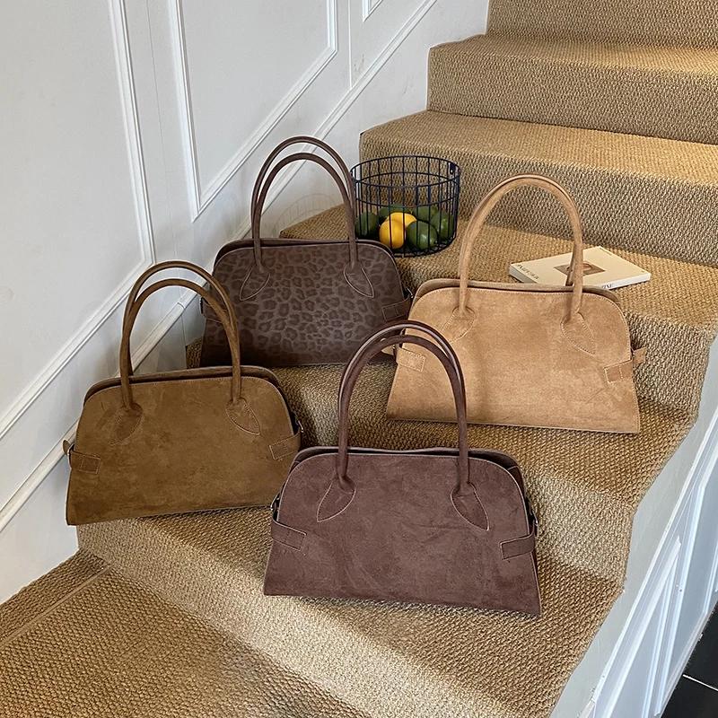 Fashion Large Capacity Solid Casual Faux Suede Shoulder Bags 2025 Hot Sale Simple Versatile Commute Top-Handle Bags for Women
