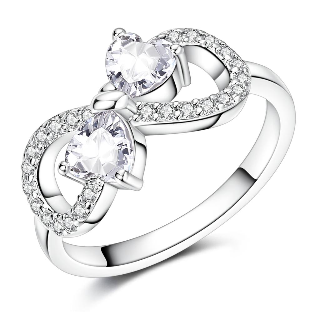 Women's 925 Sterling Silver Cocktail Ring, Set with Zircon Heart-shaped Wedding Jewelry 2025