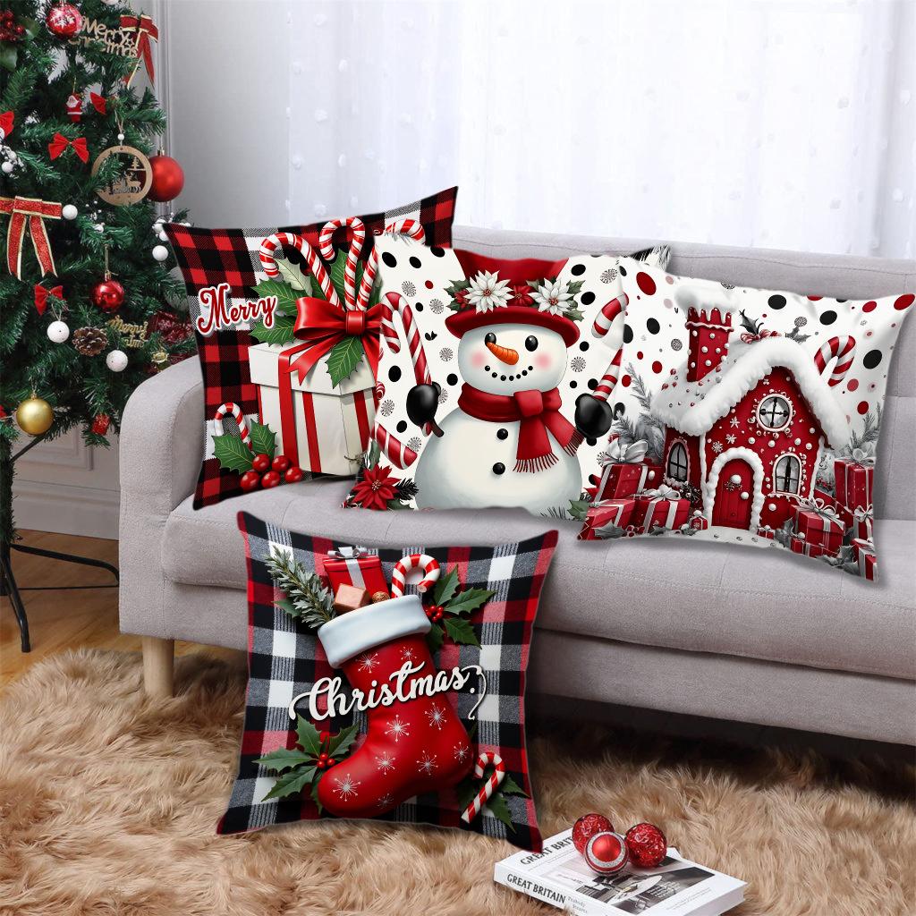 Modern Simple Linen Plush Pillow Cover Christmas Home Living Room Office Car Atmosphere Decorative Cushion Cover