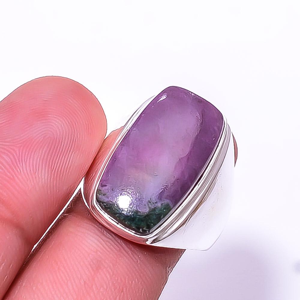 

Кольцо из стерлингового серебра 925 пробы с рубином и роговой обманкой - Танзания, драгоценный камень S.8,5 R35