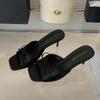 Fashion Fashion Butterfly-Knot Women Thin Heels Pumps Slides Shoes Female Square Toe Footwear Sexy Ladies High Heels Shoes Sandals