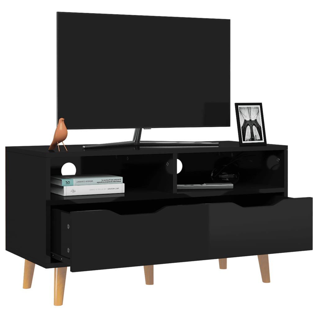 Vidaxl Szafka Tv, Czarna, Wysoki Połysk, 90X40X48,5 Cm
