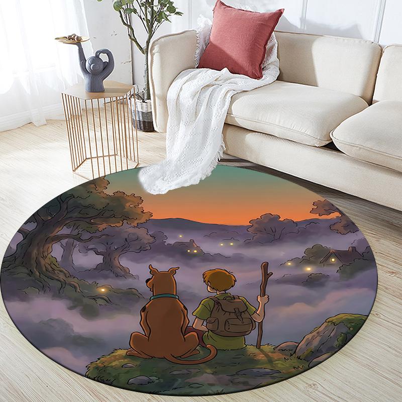 Scooby‑Doo Round Area Rug,Carpet Rug for Living Room Bedroom Sofa Playroom Decor,Non-slip Floor Mat