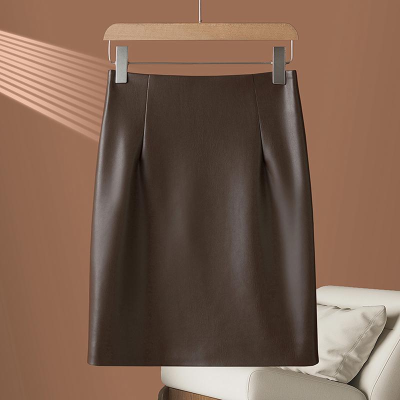 2026 Autumn/Winter Women's High Waist Genuine Lambskin Leather Skirt - Slimming, Hip-Hugging, and Sexy.
