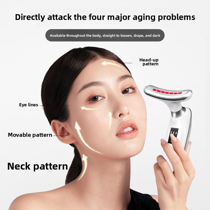 Nouveau Produit Atténuer les Plis Nasogéniens Rides du Cou Lift Instrument de Beauté à Lumière Colorée Faciale Domestique Raffermissant et Introduisant Instrument de Beauté du Cou
