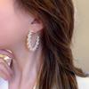 Women Luxury Pearl Wrapped Large Circle Earrings Exquisite Chain Embellish High Temperament Versatile Fashion Hoops Gift