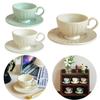 2Pcs Dollhouse Miniature Vertical Pattern Coffee Cup Plate Set Toy Model Mini Dining Ware Doll House Scene Decor Accessories