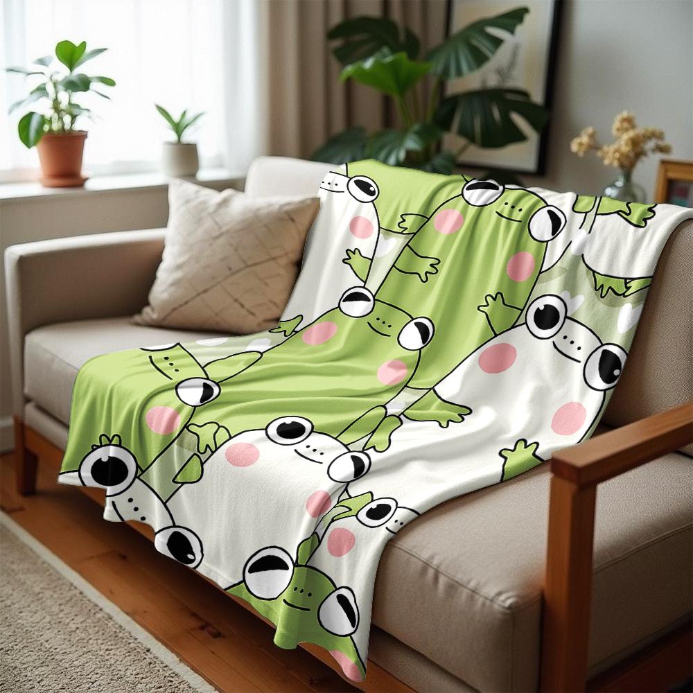 Coperta in Flanella con Stampa Cartoon Anime Cuori di Rana, Morbida e Calda, Plaid per Camera da Letto Bambini, Divano, Ufficio, Auto, Natale