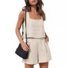 2026 Amazon New European & American Women's 2-Piece Casual Set Linen Shorts Sleeveless Top Vest